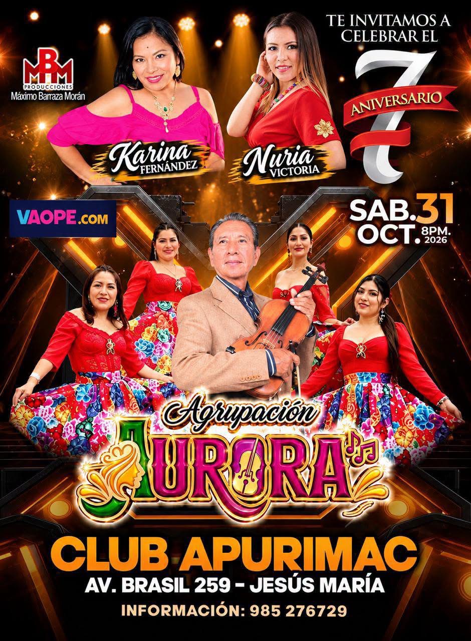 Flyer 3 del séptimo aniversario de la Agrupación Aurora: Karina Fernández y Nuria Victoria