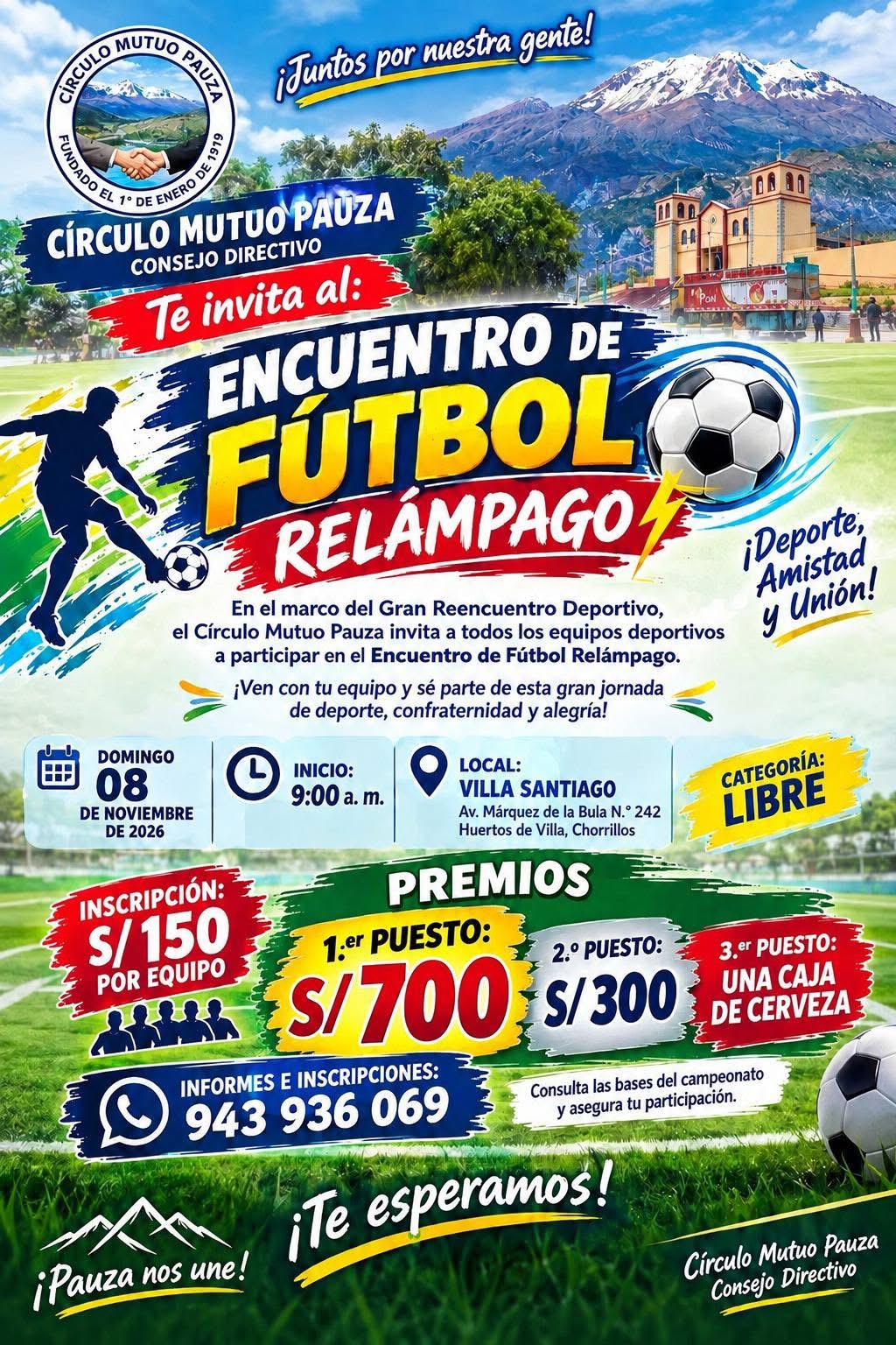 Flyer original del encuentro de fútbol relámpago organizado por el Círculo Mutuo Pauza